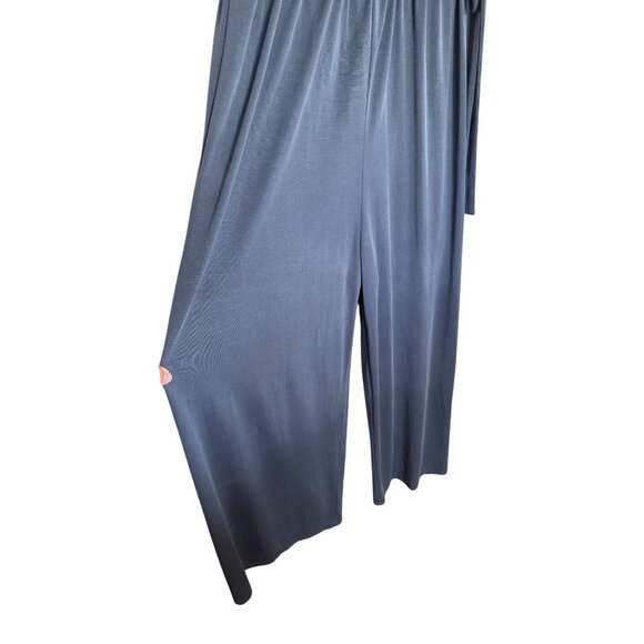 Sienna Sky Slate Blue Spaghetti Strap Wide Leg Cropped Jumpsuit‎ Size M Side tie - Picture 3 of 12
